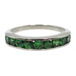 Rhapsody platinum tsavovite green garnet half eternity ring stamped PT950 Condition