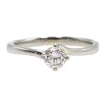 Platinum single stone, round brilliant cut diamond ring, hallmarked, diamond approx 0.