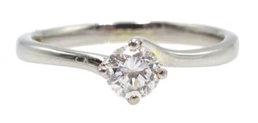 Platinum single stone, round brilliant cut diamond ring, hallmarked, diamond approx 0.
