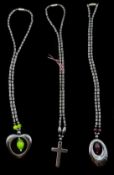 Three magnetic haemetite necklaces Condition Report <a href='//www.