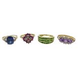Four 9ct gold stone set dress rings Condition Report 9.