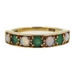 9ct gold emerald and opal half eternity ring hallmarked Condition Report 2.