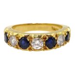 18ct gold sapphire and diamond half eternity ring stamped 18ct Condition Report 6.