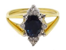 Gold sapphire and diamond/diamond reversible flipover ring unmarked (14 or 18ct) 5gm