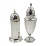 Silver sugar sifter by Edward Barnard & Sons Ltd Birmingham 1920 and one by T H Hazlewood & Co