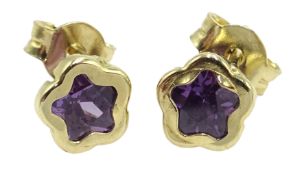 Pair of 9ct gold amethyst earrings stamped 375 Condition Report <a href='//www.