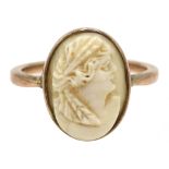 Early 20th century 9ct rose gold (tested) ivory cameo ring Condition Report 4.
