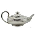 George IV silver circular teapot,