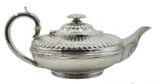 George IV silver circular teapot,