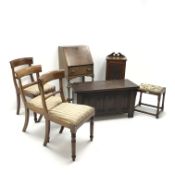 Set three Victorian mahogany dining chairs, upholstered seat,