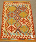 Choli Kilim vegetable dye wool red ground rug,