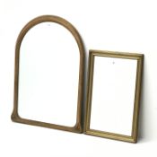 Art Nouveau framed arched overmantle mirror (W74cm,