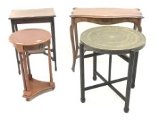 Edwardian walnut rectangular two-tier window table W81cm,similar mahogany table,