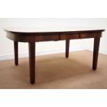 19th century mahogany extending dining table, single leaf, square tapering reeded supports