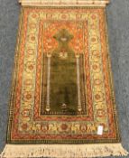 20th century green ground prayer rug,