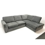 Four seat corner sofa, upholstered in a steel grey fabric (W260cm,