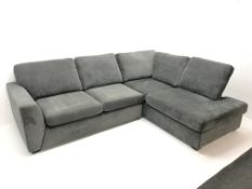 Four seat corner sofa, upholstered in a steel grey fabric (W260cm,