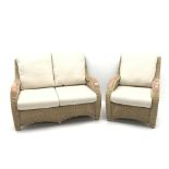 Two seat wicker conservatory sofa,