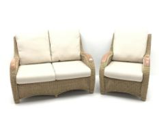 Two seat wicker conservatory sofa,