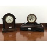 Victorian black slate and red marble mantel clock, Hry.