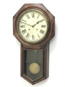 Late 19th century Ansonia American drop dial wall clock with glazed door,