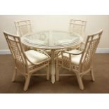 Champagne finish painted circular glass top conservatory table (D117cm,
