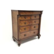 Victorian figured mahogany Scotch chest,