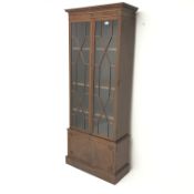 Georgian style mahogany glazed bookcase, projecting cornice, dentil frieze,