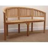 Solid teak serpentine garden bench, W146cm Condition Report <a href='//www.