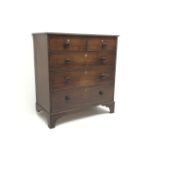 Georgian mahogany chest, two short and three long drawers, bracket supports, W102cm, H110cm,
