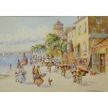 Pablo Martinado (Italian early 20th century): Mediterranean Quayside,