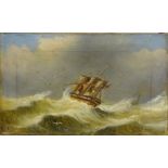 Manner of Henry Redmore, Ship in Stormy Seas, oil on canvas bears signature 15.5cm x 25.