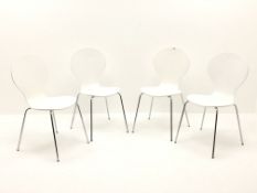 Set four Jacobsen style white finish chairs,