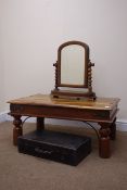 Victorian mahogany swing toilet mirror (W51cm, H56cm) an Eastern hardwood coffee table (W90cm,