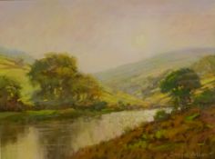 David Allen (British 1945-): 'Sunset at Blubberhouses' near Harrogate, pastel signed,
