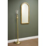 Brushed metal finish standard lamp (H134cm) and a gilt framed mirror (W45cm,