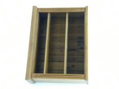 Solid pine open bookcase, two adjustable shelves, plinth base, W123cm, H92cm,