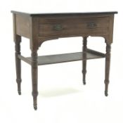 Edwardian marble top wash stand, single drawer, turned tapering supports (W76cm, H74cm,