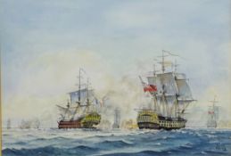 Arthur A Wilson (British 20th century): Men O' War off Cape Vincent',