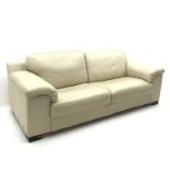 Violino three seat sofa upholstered in cream leather,