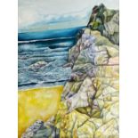 John Aspden (Contemporary Northern British): Cliff Rocks by the Sea,