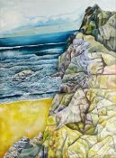 John Aspden (Contemporary Northern British): Cliff Rocks by the Sea,