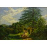 English School (19th century): Foraging Along a County Path, oil on canvas,