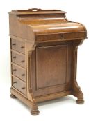 Victorian style walnut piano top Davenport, extending fitted interior,