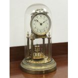 20th century Anniversary clock, white Roman dial with ribbon cresting, movement stamped 9733,