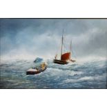 Robert Sheader (British 20th century): Lifeboat on a Rescue in Stormy Seas,