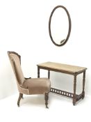 Victorian style mahogany framed nursing chair, upholstered in a deep buttoned fabric,