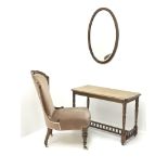 Victorian style mahogany framed nursing chair, upholstered in a deep buttoned fabric,