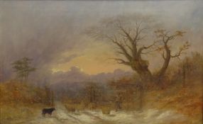 English School (19th century): Shepherd Along a Country Path,