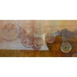 Alastair Loxton (British Contemporary) 'Time Discs' - Chinese Tokens, gouache signed and dated '88,